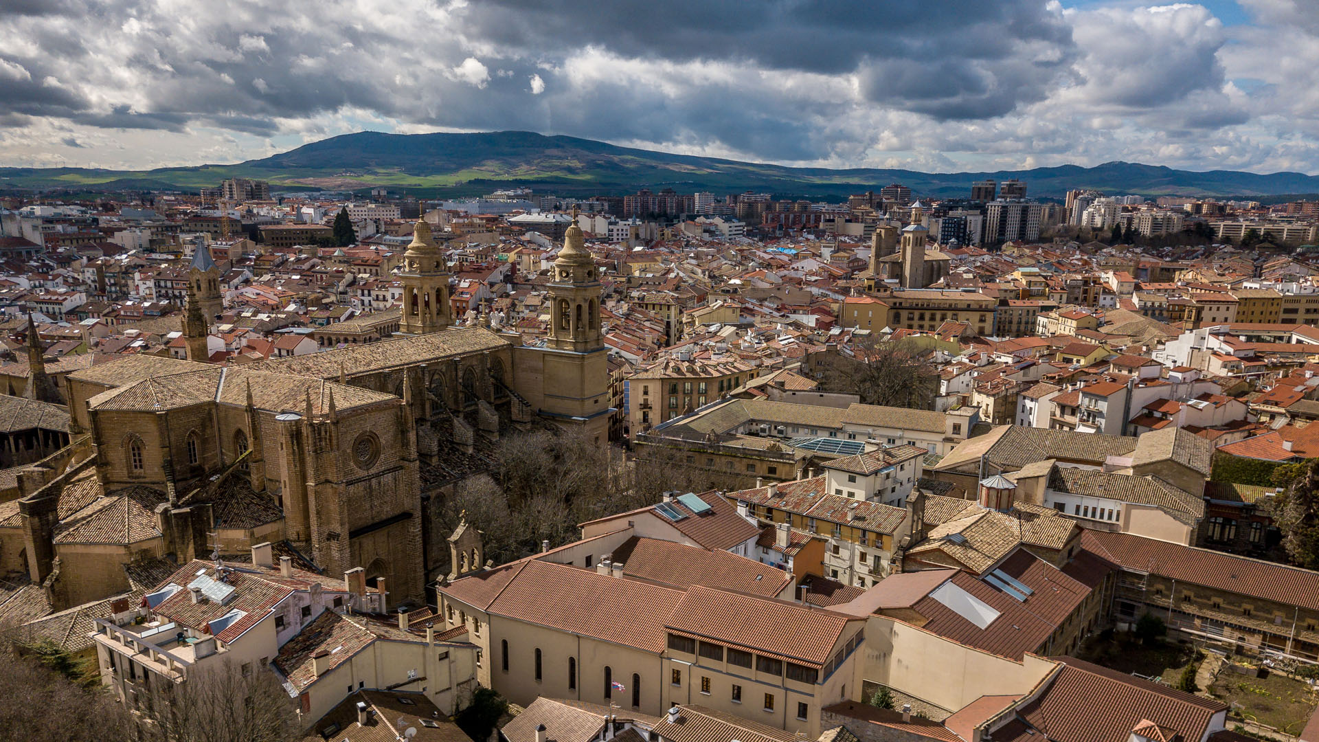 Aerial scenic view of Pamplona Spain